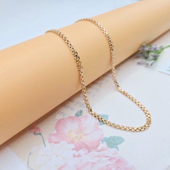 Elegant Rose Gold Plated Link Chain Necklace – 50cm Length, XPNL0065 - Picture 3 of 12